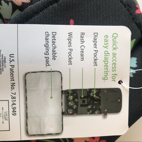 New Lilly Bit Diaper Bag Clutch Convertible Folding Shoulder Strap Changing Pad - Picture 6 of 12